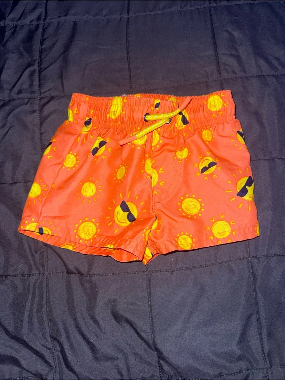 Cat & Jack Orange Swim Trunks with Yellow Sun Print